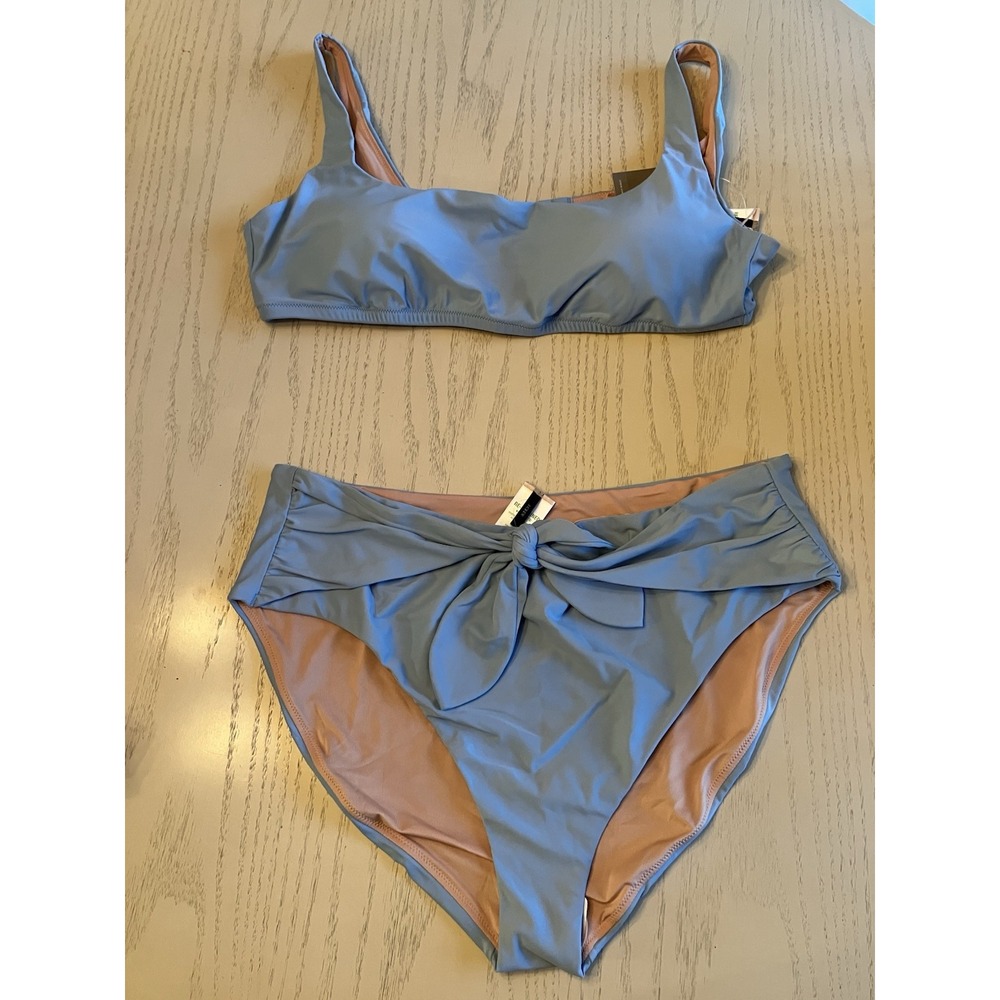 NWT J Crew Women's Reimagined High-Leg Bikini Top Bottom 2 PC Set‎ Blue Size 2X